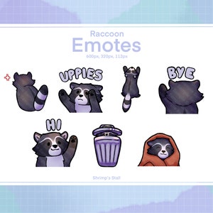 Raccoon Emotes (7) | Emote Pack | Animal Emote | Cartoon | Discord | Twitch | YouTube | Stream | Transparent Profile Picture