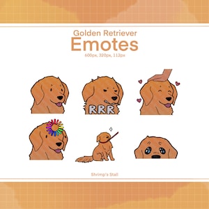 Golden Retriever Emotes (6) | Emote Pack | Animal Emote | Cartoon | Discord | Twitch | YouTube | Stream | Transparent Profile Picture