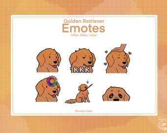 Golden Retriever Emotes (6) | Emote Pack | Animal Emote | Cartoon | Discord | Twitch | YouTube | Stream | Transparent Profile Picture