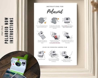 Polaroid Now i-Type Camera Instructions Sign PDF,  How To Take A Photo, How To Load A Film Wedding guest book