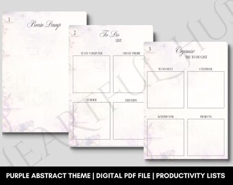 To Do List Digital Download, Productivity List for Getting Stuff Done, Printable & Digital Planner for Daily Task Management, Purple Theme