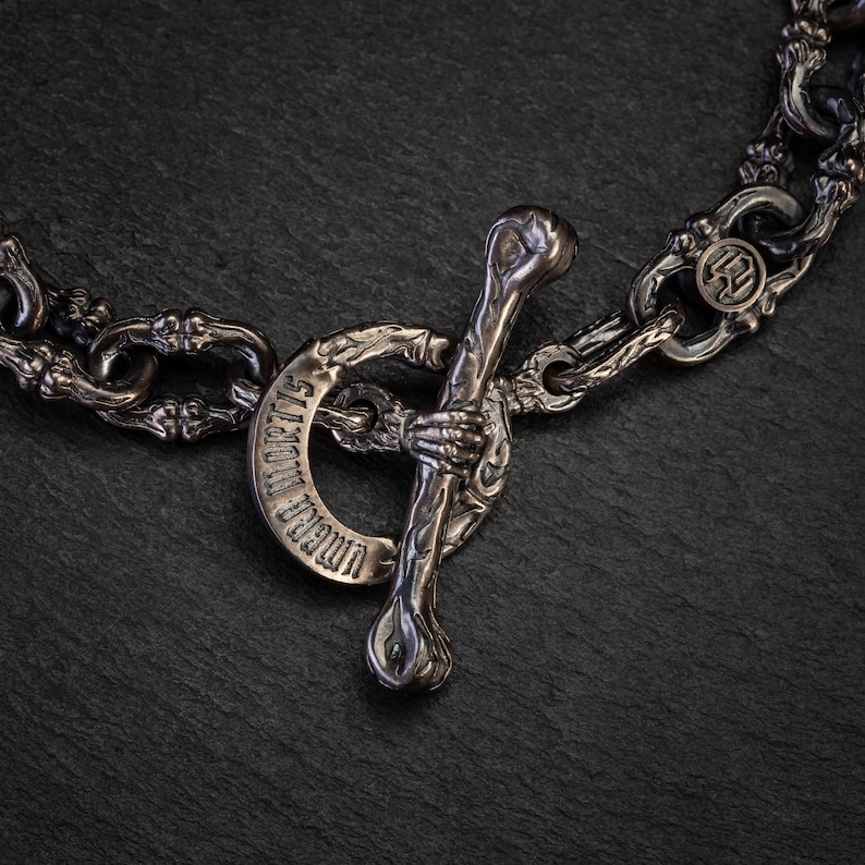 Goth Necklace Men Silver Chain, Gothic Jewelry Men 925 Silver Punk Necklace Chain, Everyday Chunky Statement Necklace, Jewelry Gift for Him image 9