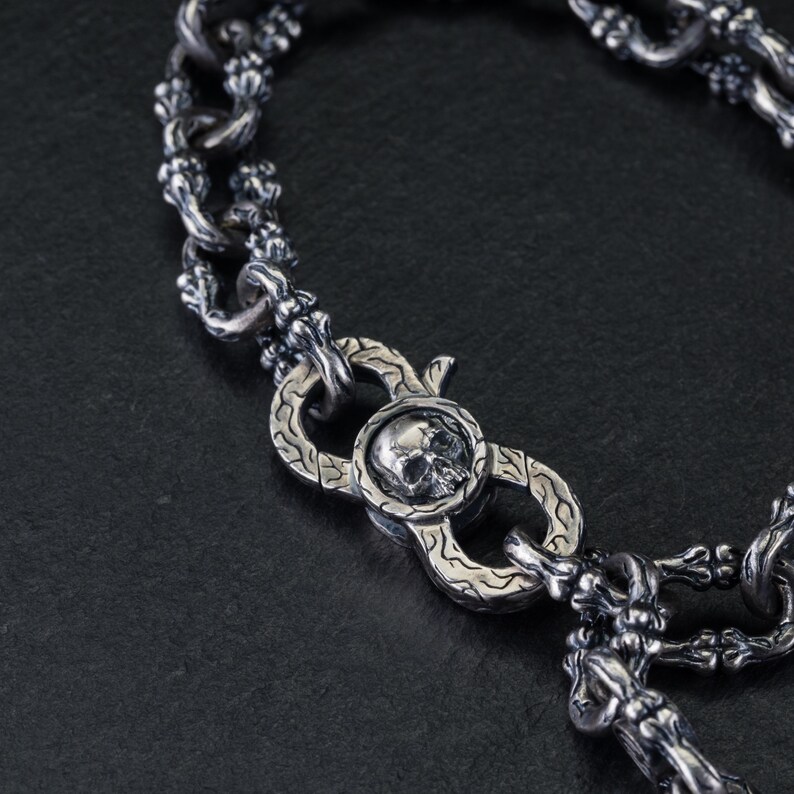 Goth Necklace Men Silver Chain, Gothic Jewelry Men 925 Silver Punk Necklace Chain, Everyday Chunky Statement Necklace, Jewelry Gift for Him image 14
