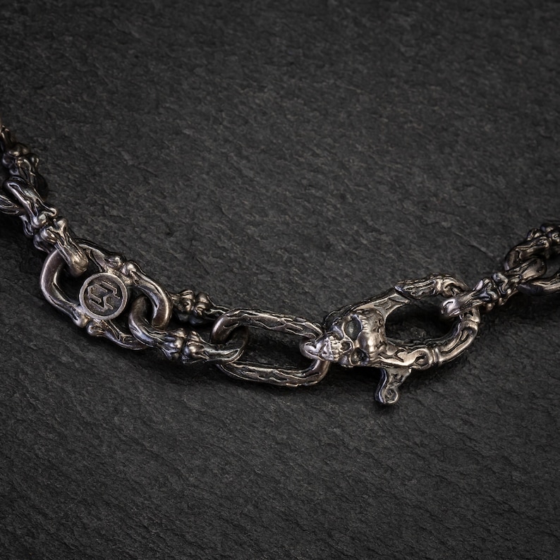 Goth Necklace Men Silver Chain, Gothic Jewelry Men 925 Silver Punk Necklace Chain, Everyday Chunky Statement Necklace, Jewelry Gift for Him image 12