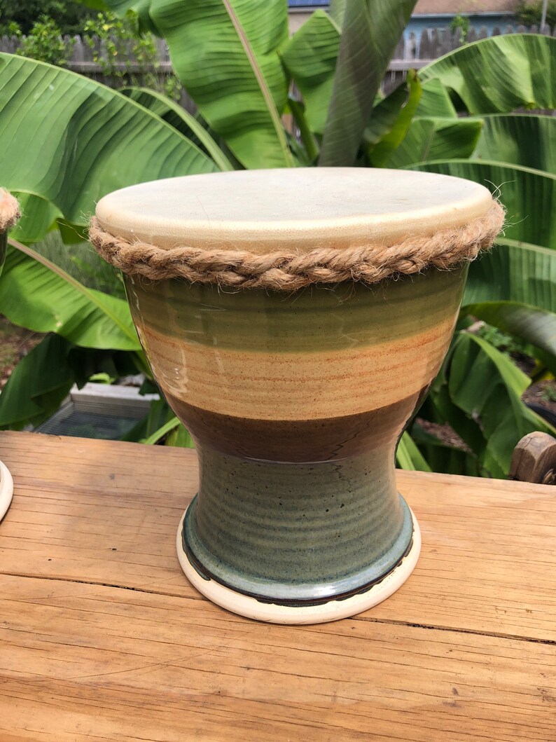 Wheel Thrown Ceramic Drum With Goatskin Head Etsy