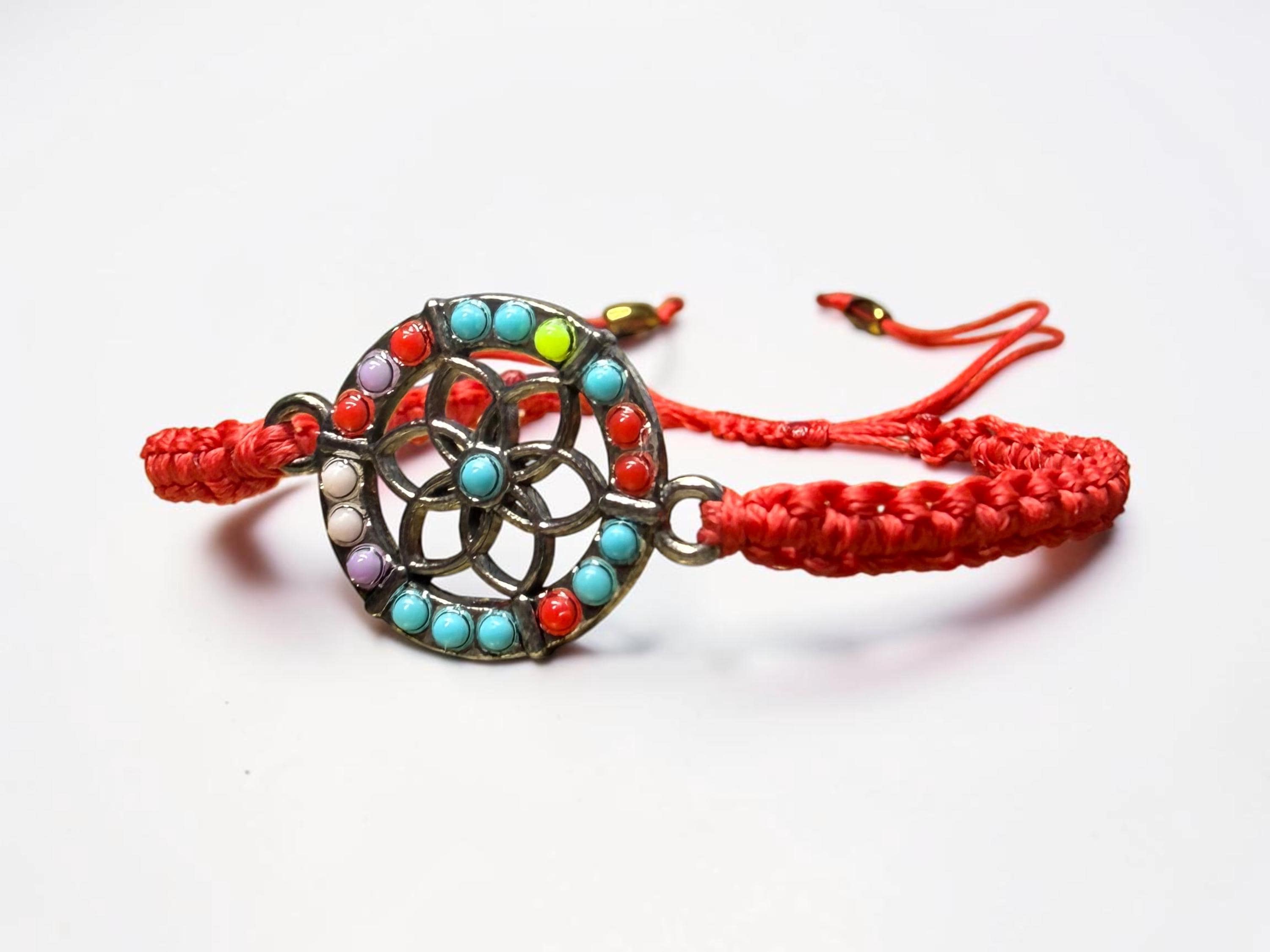 Micro Macrame Bracelet with Owl Dragonfly and Flower Charms, Handmade Woven Cord Boho Jewelry, Natur