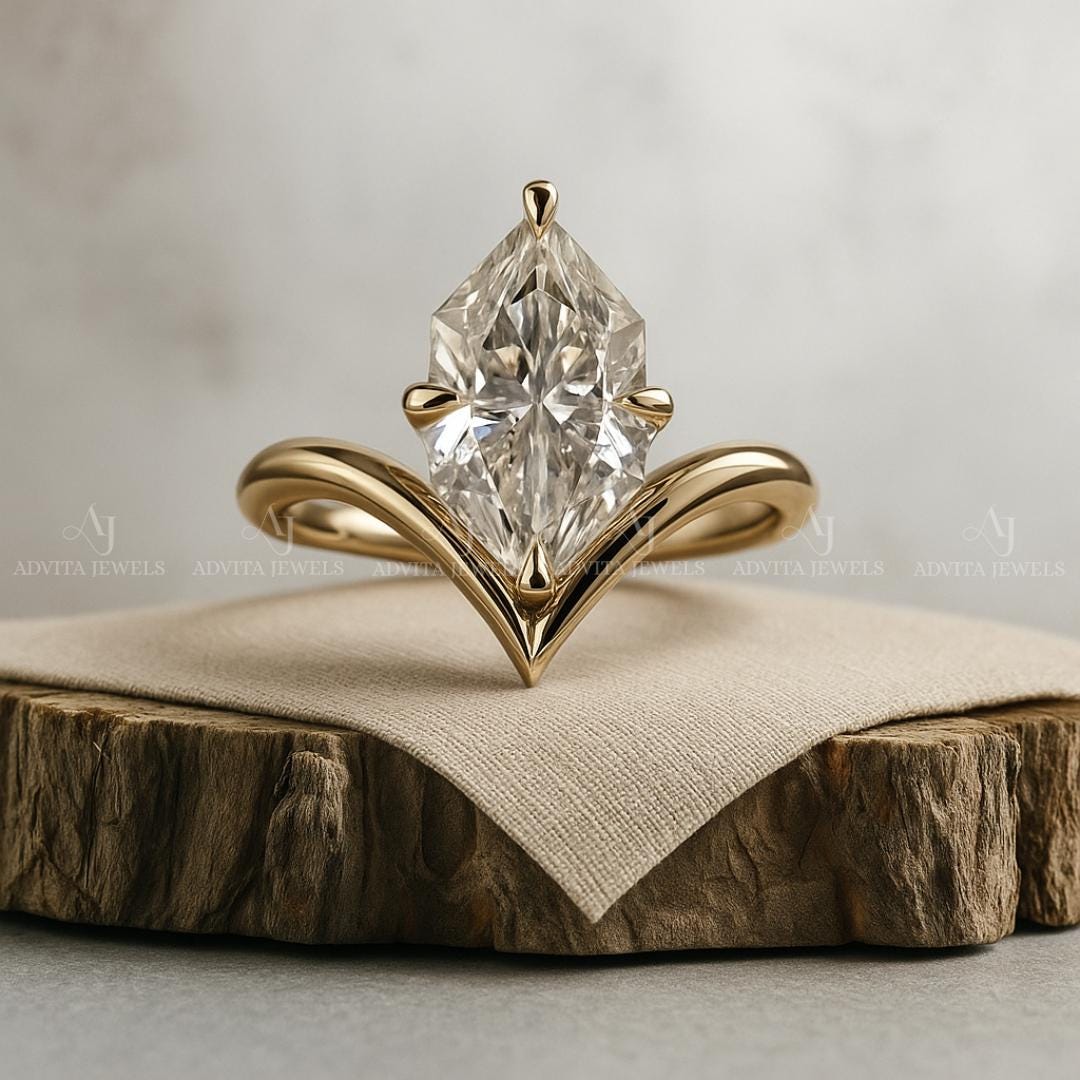 Dutch Marquise Lab Grown Diamond Engagement Ring | Unique Cut Wedding ...