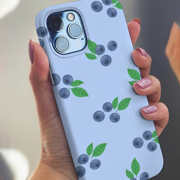 BLUE BERRY Pastel Minimalist Summer Protective Tough Case | Stylish and Protective iPhone and Samsung Accessories | Free Shipping