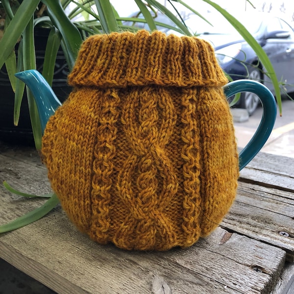 Cable Tea Cozy Knitting Pattern, Digital Download, Aran Knitting Tea Pot Cover, Knitted Tea Pot Warmer,