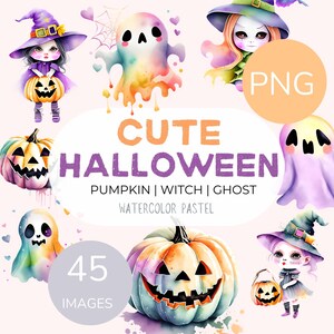 Pastel halloween clip art, Cute witch clipart, halloween clipart PNG, Watercolor halloween clipart, Spooky season png, trendy PNG bundle