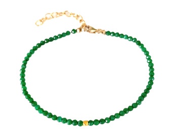 Emerald Bracelet with 18K Gold Accent | Tennis Bracelet | Emerald Bracelet | Handmade Jewelry | May Birthstone