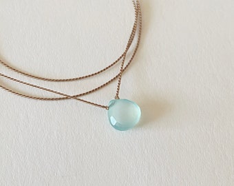 Aqua Chalcedony Necklace | Silk Cord Necklace | Bridesmaids Gifts