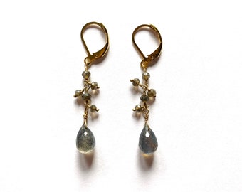 Labradorite and topaz Drop Earrings