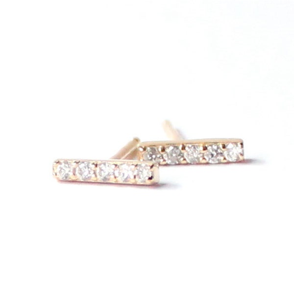 Small Bar Earrings | Pave Studs | Gift for Her