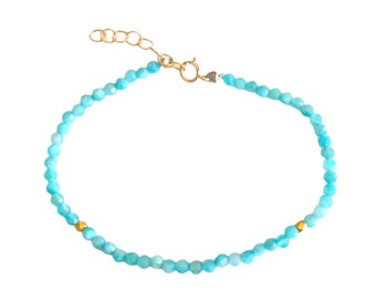 Amazonite Bracelet with 18K Vermeil Accent Beads | Tennis Bracelet | Amazonite Bracelet | Handmade Jewelry