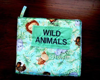 Embroidered Cloth Baby Book: Wild Animal Sensory Toy