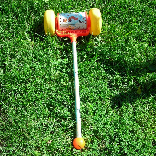 Antique Toys. Old Toys. Fisher Price. Musical Chime Push Toy. Collectible Childrens Toy. Vintage. 1972