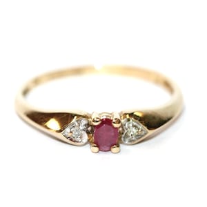 9ct Yellow Gold Ruby and Diamond Ring Size L