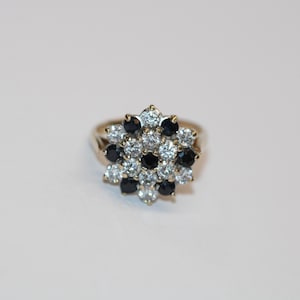 9ct Yellow Gold Sapphire and CZ Cluster Ring