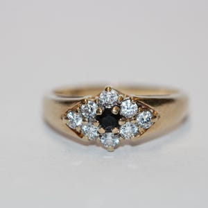 9ct Yellow Gold Sapphire and Cubic Zirconia Fancy Ring