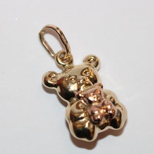 9ct Yellow Gold and Rose Gold Teddy Bear Pendant