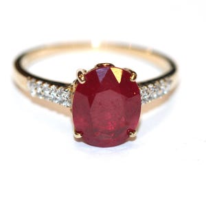 9ct Yellow Gold Ruby and Cubic Zirconia Ring Size O