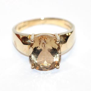 9ct Yellow Gold Smokey Quartz Ring Size P 1/2