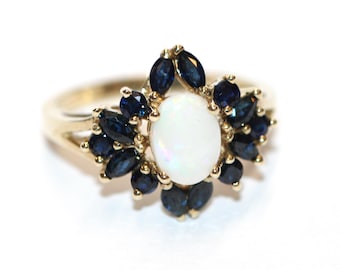 9 Karat Opal und Saphir Ring Gr. O 1/2