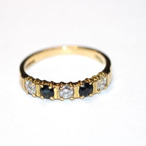 18ct Yellow Gold Sapphire and Diamond Eternity Ring Size K 1/2