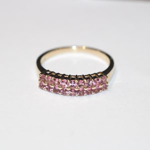 9ct Yellow Gold Pink Cubic Zirconia Ring Size P