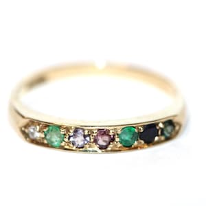 9ct Yellow Gold Multistone Ring Size P