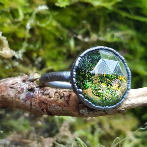 Glitter Galaxy Ring #2 (15mm round) (Size 7)