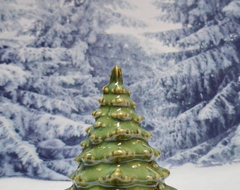 One Handmade Glazed Ceramic Christmas Tree ~ Emerald Sea Green