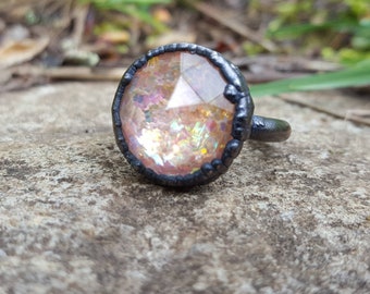 Glitter Galaxy Ring #9 (15mm round) (Size 6)