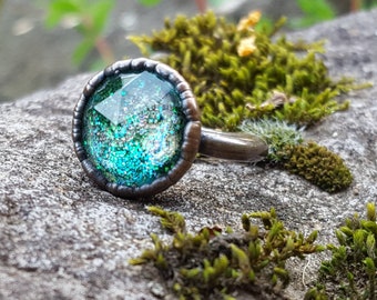 Glitter Galaxy Ring #10 (15mm round) (Size 7)