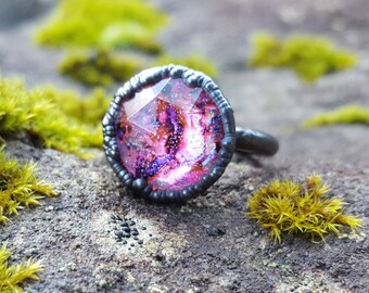 Glitter Galaxy Ring #8 (15mm round) (Size 6)