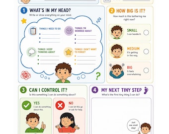 My Busy Brain – ADHD Brain Dump Worksheet for Kids | Printable Emotional Regulation Activity | Calm Down Tool | Instant Download | PDF