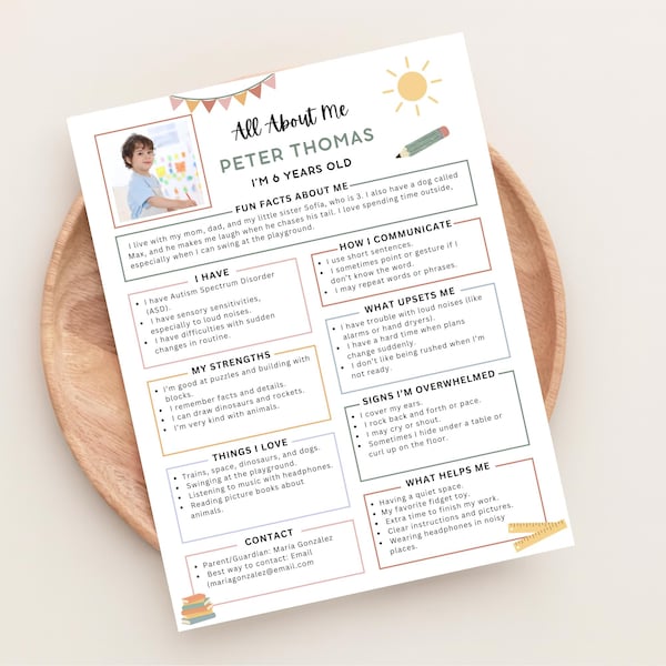 All About My Child | Special Needs Teacher Guide | Editable School Introduction, Autism, ADHD, IEPs Autism All About Me Template For School