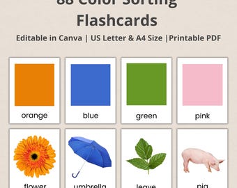 Montessori Colors Flashcards: Real Image Sorting Cards (PDF Printable, Canva Editable