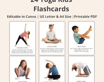 Kids Yoga Flash Cards, Kids Yoga Poses Flashcards, Yoga Flashcards, Kids Movement Activity, Yoga Poses, Yoga Practice, Yoga for Kids PDF