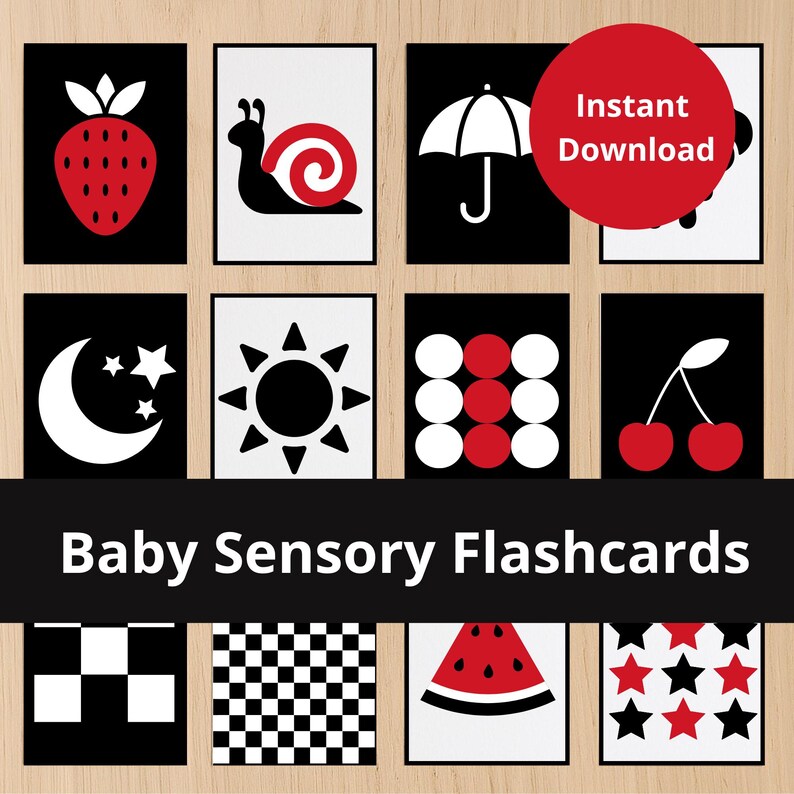 82 Printable Baby Sensory Flashcards, High-contrast Newborn Card,visual