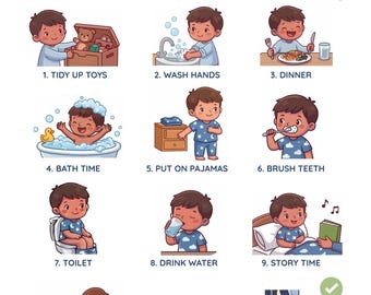 Night Routine Chart for Kids – Bedtime Visual Schedule | Autism & ADHD Friendly | Printable PDF