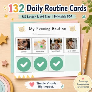 Daily Routine Cards Visual Schedule Toddler Routine Chart For Kids Chore Chart Daily Rhythm Checklist Montessori Activity Preschool