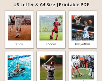 Montessori Sports Flashcards: Real Image 3-Part Cards (PDF Printable Cards)