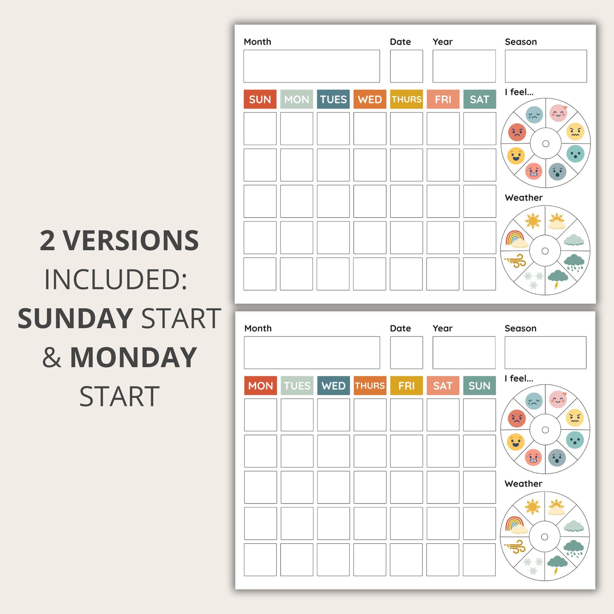 Perpetual Calendar Circle Time, Wall Calendar, Kids Calendar, Classroom ...