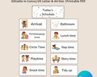 Printable Daily Schedule Cards for Daycares, Preschools & Childcare Centers | Editable Visual Routine Cards | Classroom Organization
