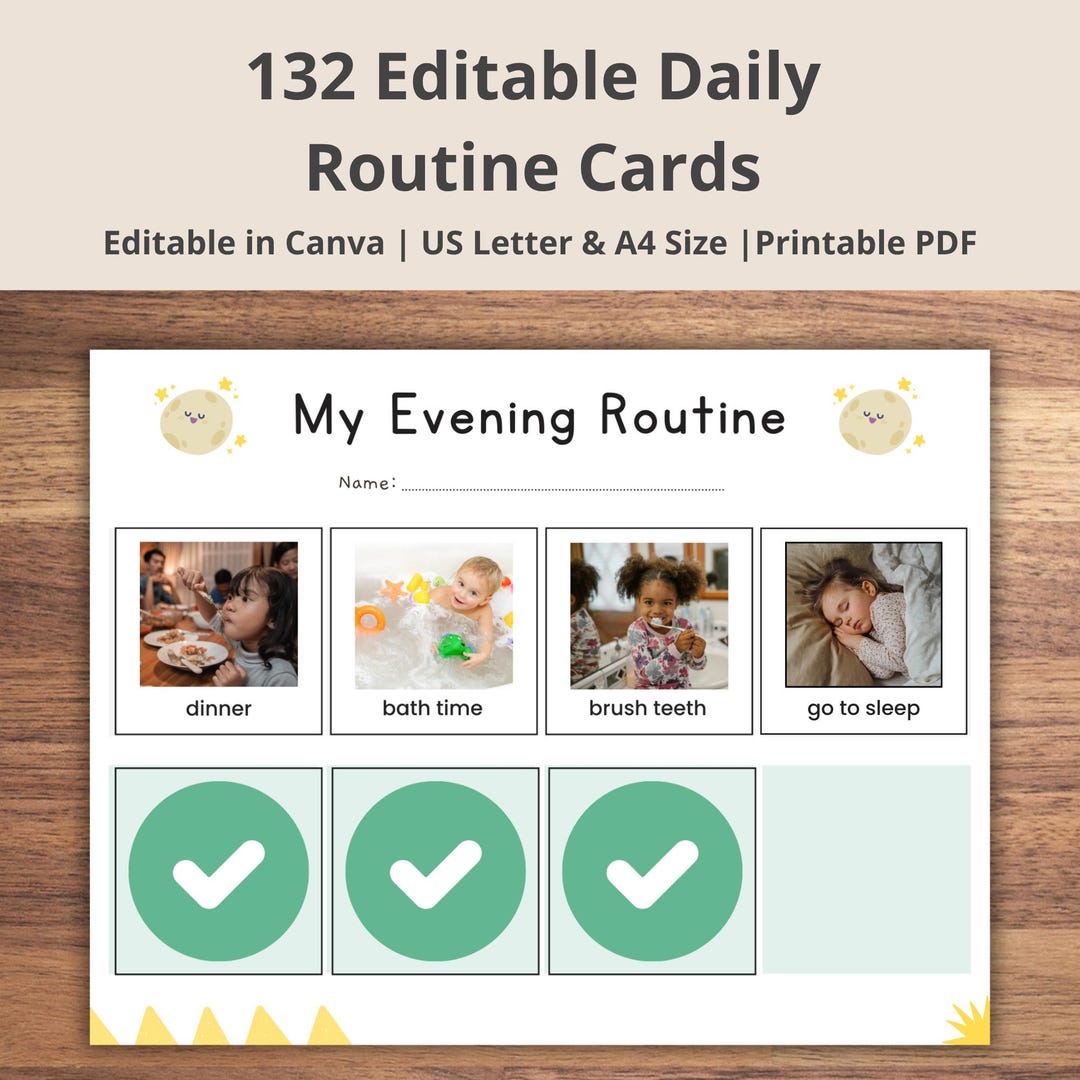 Daily Routine Cards Visual Schedule Toddler Routine Chart for Kids ...