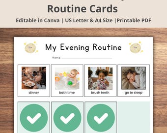 Daily Routine Cards Visual Schedule Toddler Routine Chart For Kids Chore Chart Daily Rhythm Checklist Montessori Activity Preschool Editable