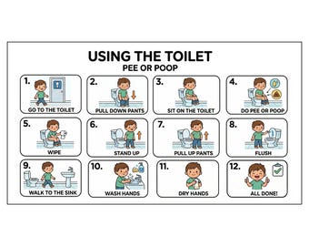 Potty Training Visual Chart – Boys Autism, Potty Routine Visual Schedule