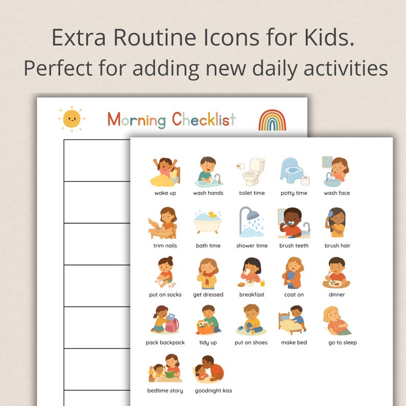 Morning Routine Checklist, Bedtime Routine Kids, Printable